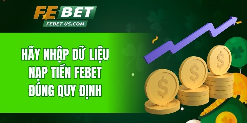 Hãy nhập dữ liệu nạp tiền Febet đúng quy định